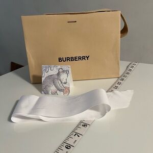 Burberry Tan Gift Bag with White Ribbon and Card